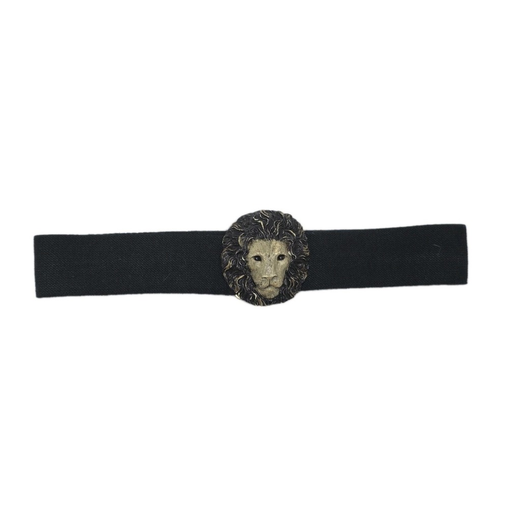 Charmant Belts Lion Head Buckle Women Large Black Elastic Stretch Statement Belt